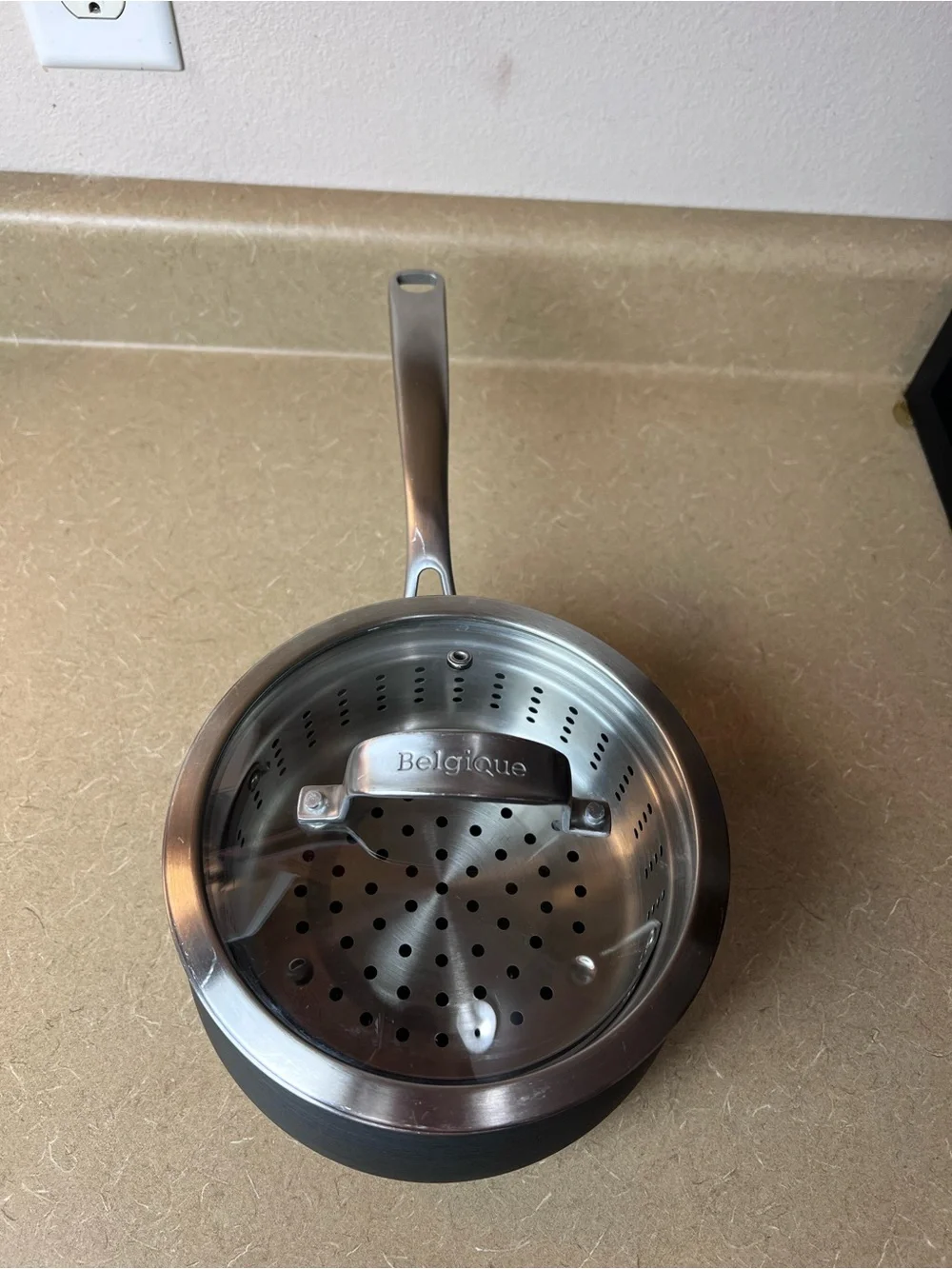 3 Quart - Nonstick Pot w/ Lid & Steamer Basket / Saucepan / Oven Safe - Belgique